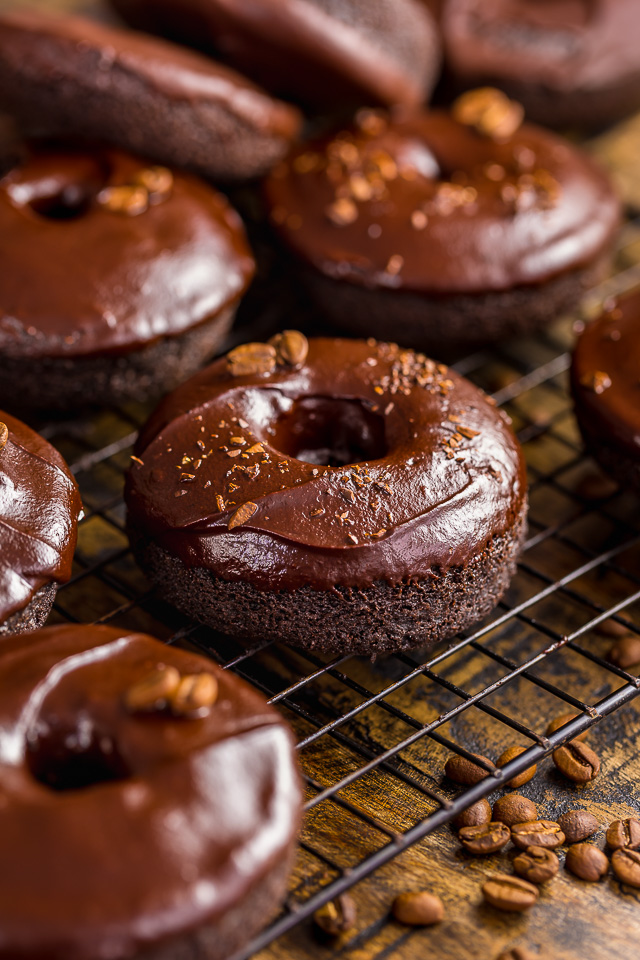 These Coffee Lovers Chocolate Cake Donuts are moist, fudgy, and caffeinated!!! And they're easy enough to whip up on a weekday.