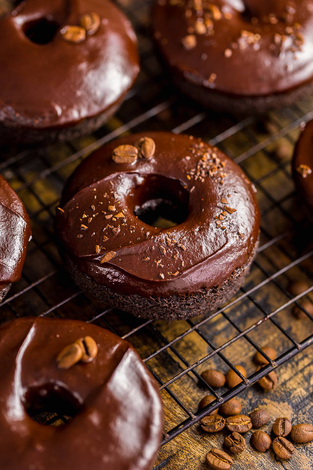 These Coffee Lovers Chocolate Cake Donuts are moist, fudgy, and caffeinated!!! And they're easy enough to whip up on a weekday.