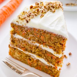 My FAVORITE Carrot Cake recipe is extremely moist, fluffy, and flavorful.