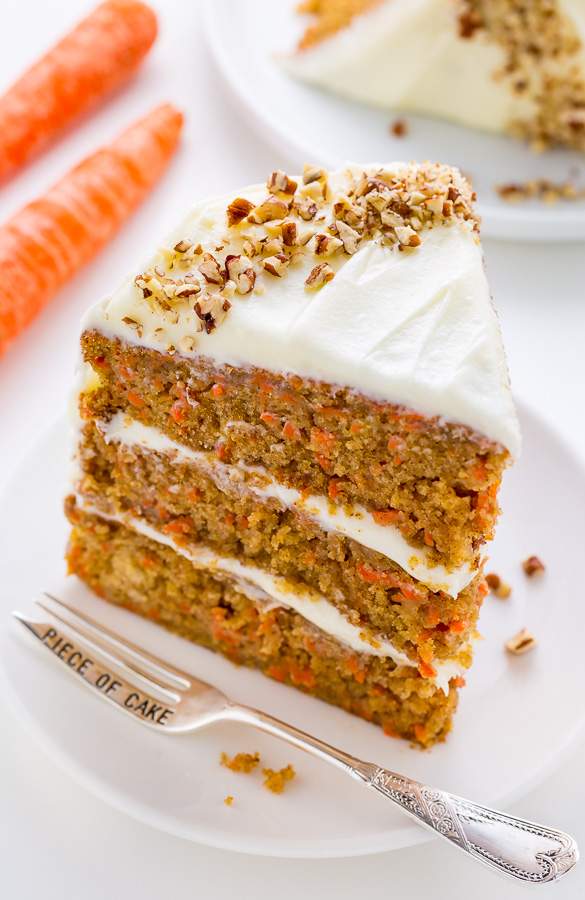 My FAVORITE Carrot Cake recipe is extremely moist, fluffy, and flavorful.