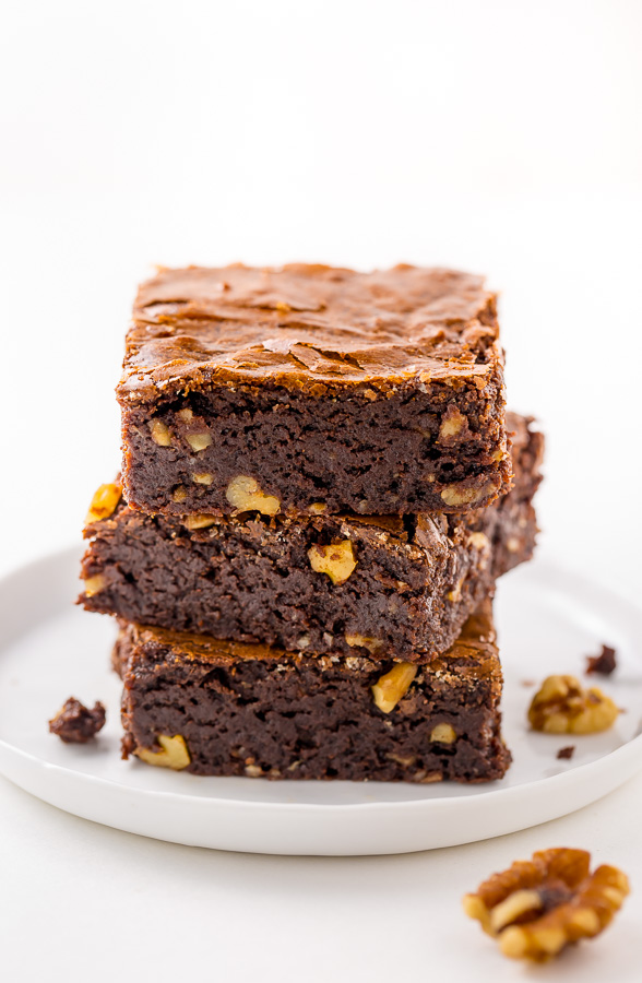 Classic Fudge Walnut Brownies | Valerie's Kitchen