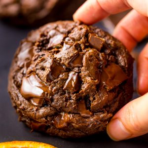 Gooey Chocolate Orange Brownie Cookies are insanely decadent and delicious!!!