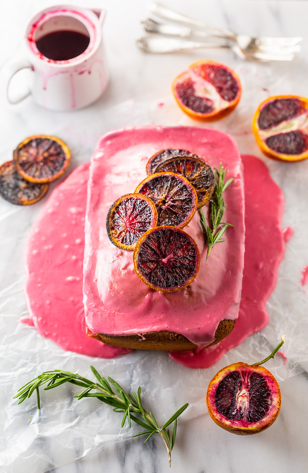 This STUNNING Blood Orange Pound Cake is moist, flavorful, and covered in a vibrant blood orange glaze. 