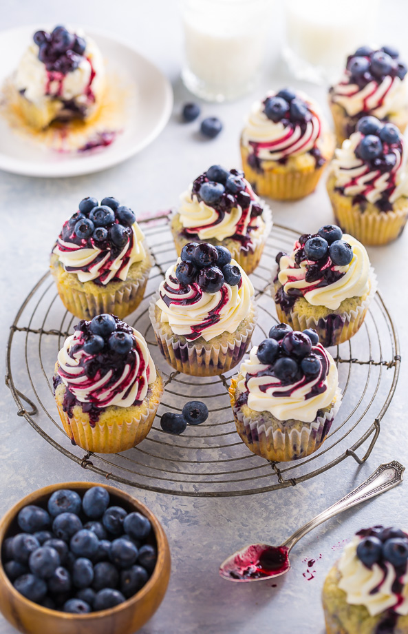 Stunning and delicious, these White Chocolate Blueberry Cupcakes are a must bake for blueberry lovers!