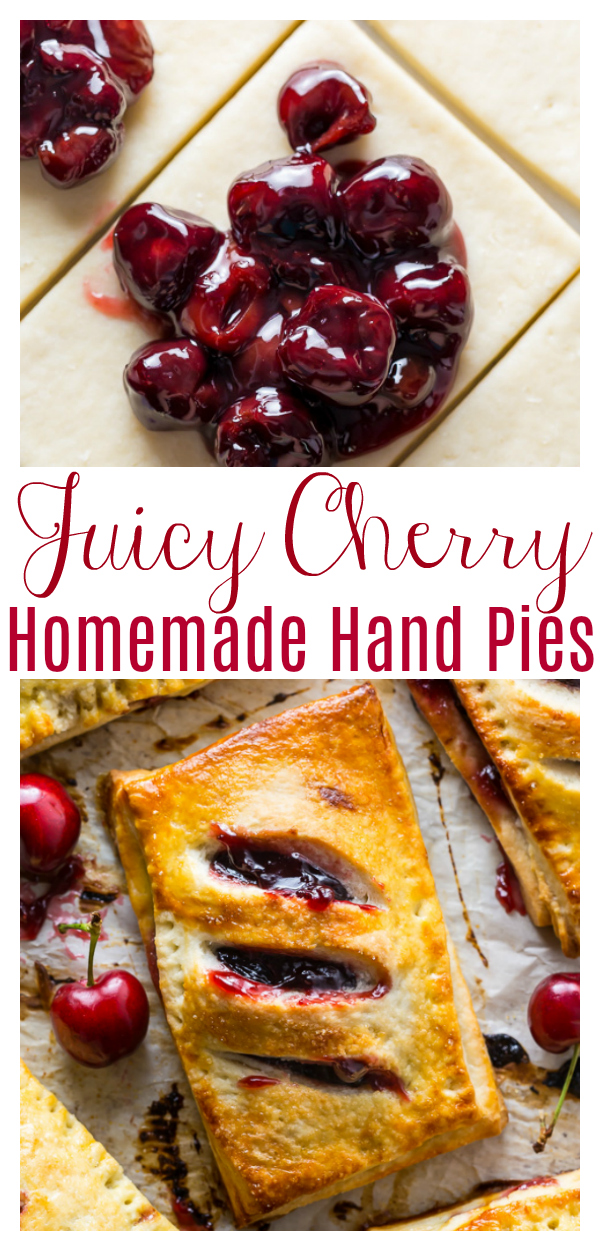 Homemade Cherry Hand Pies have flaky crust and juicy filling! The perfect cherry pie recipe for Summer parties and barbecues!