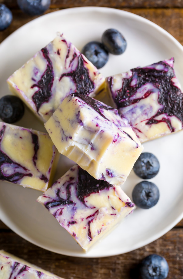 Homemade Blueberry Pie Fudge is rich, creamy, and so easy! Made with just 7 ingredients. 