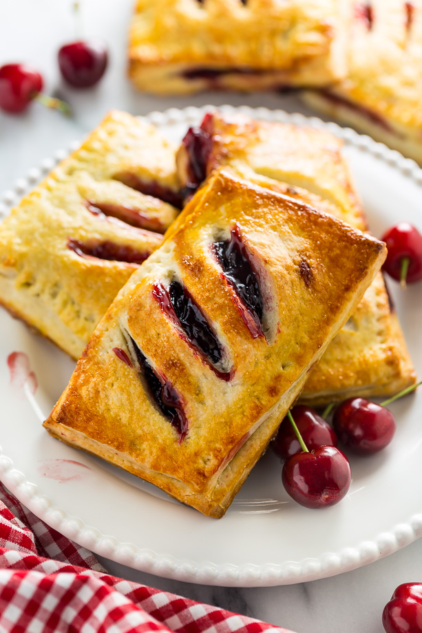 Homemade Cherry Hand Pies have flaky crust and juicy filling!