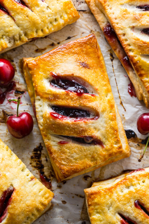 Homemade Cherry Hand Pies have flaky crust and juicy filling!