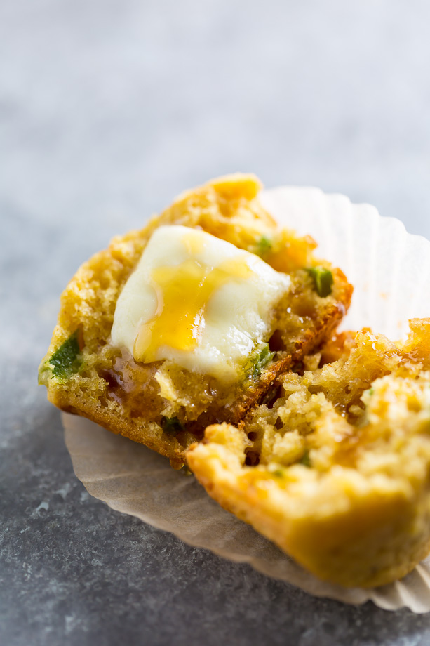 Honey Jalapeno Cornbread Muffins are sweet, just a little but spicy, and SO flavorful!