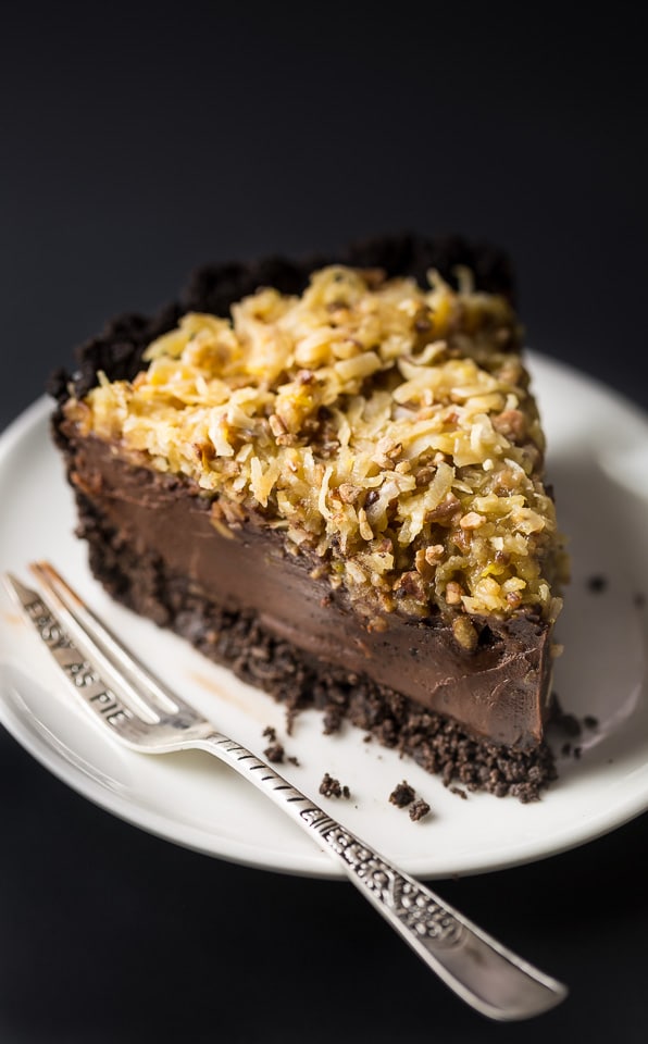 An easy and indulgent recipe for No-Bake German Chocolate Pie!