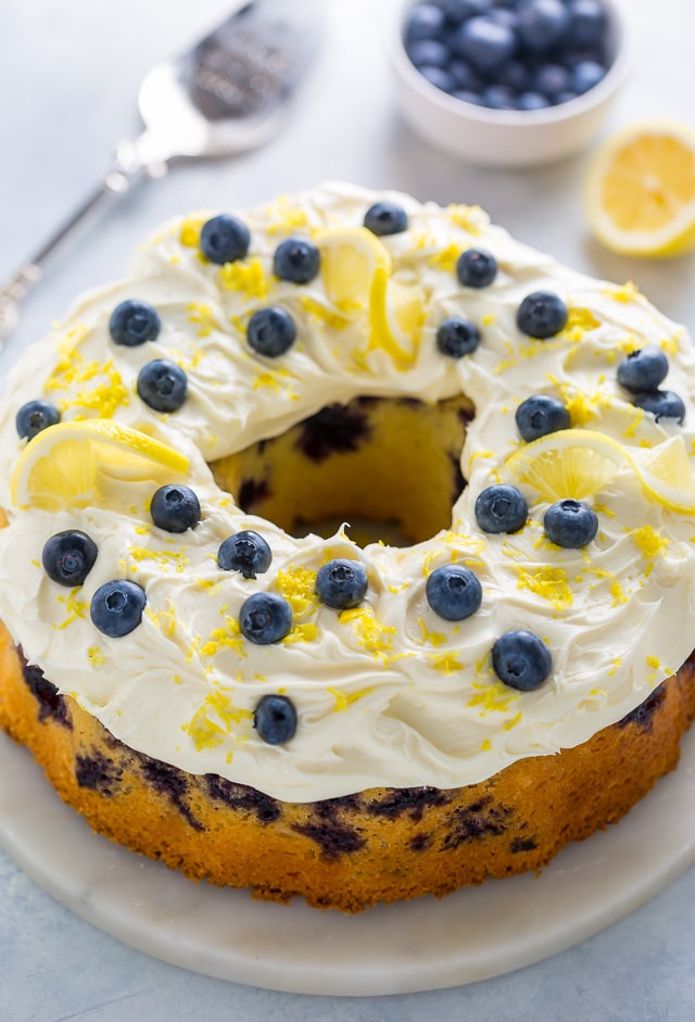Lemon Blueberry Bundt Cake with Cream Cheese Frosting