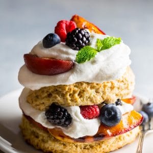 Grilled Peach and Mixed Berry Shortcakes