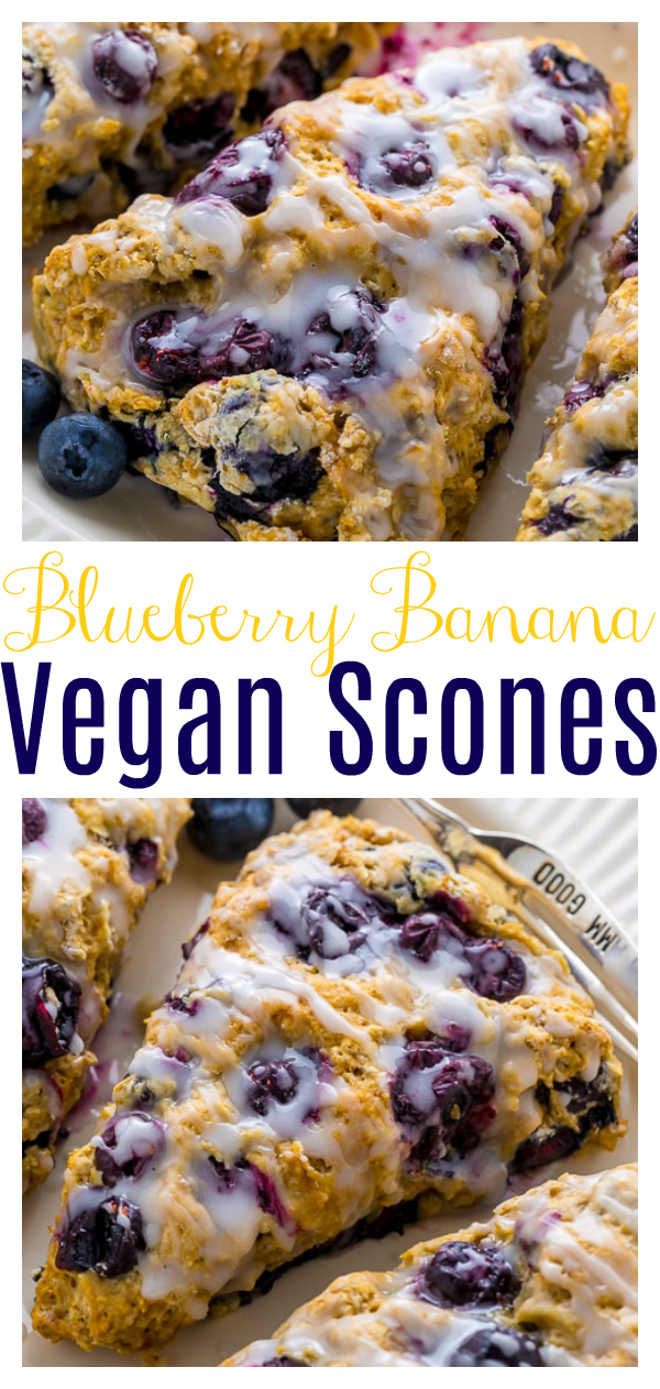 An easy recipe for The BEST Vegan Blueberry Banana Scones!