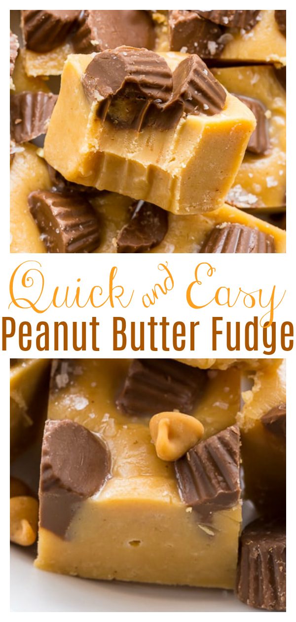 With the holiday season right around the corner, this foolproof recipe for easy peanut butter fudge is sure to become your new best friend! Made with just 6 simple ingredients, this make a great gift for the peanut butter lover in your life! Top with mini peanut butter cups for extra pizzaz!