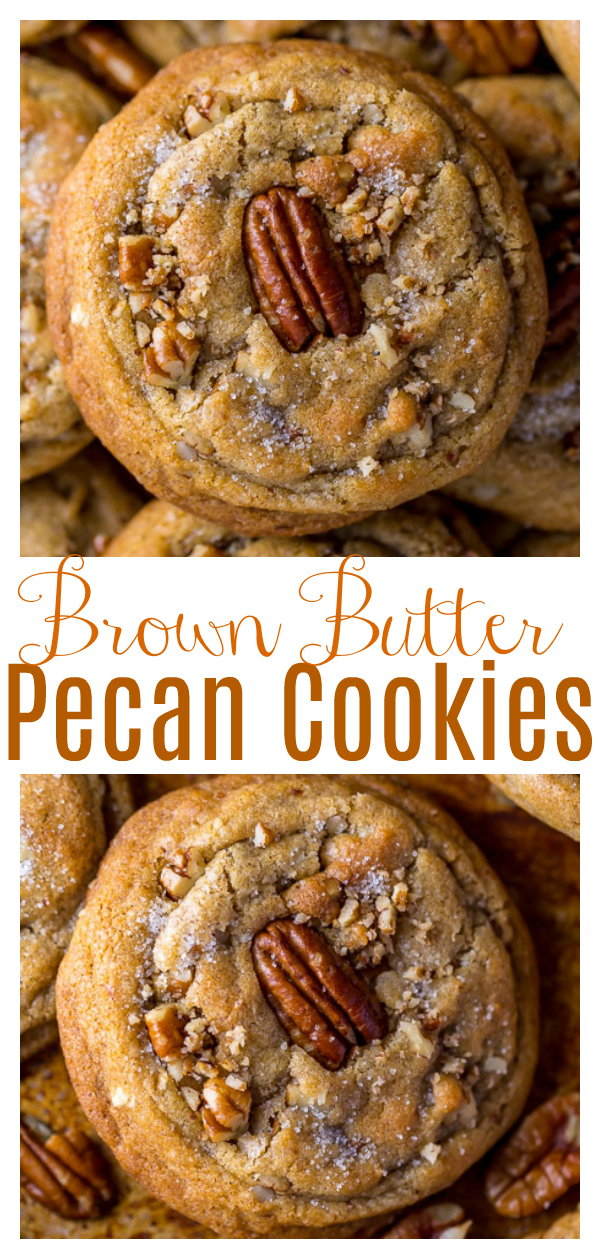 Thick, chewy, and insanely delicious Butter Pecan Cookies! Made with brown butter, brown sugar, and plenty of toasted butter pecans, these cookies are so flavorful. A must bake cookie recipe for the holiday season!