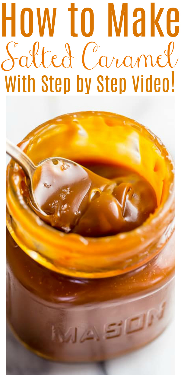 Learn How to make easy Salted Caramel Sauce with this foolproof recipe! Made with six simple ingredients you probably have in your kitchen right now! No candy thermometer required!