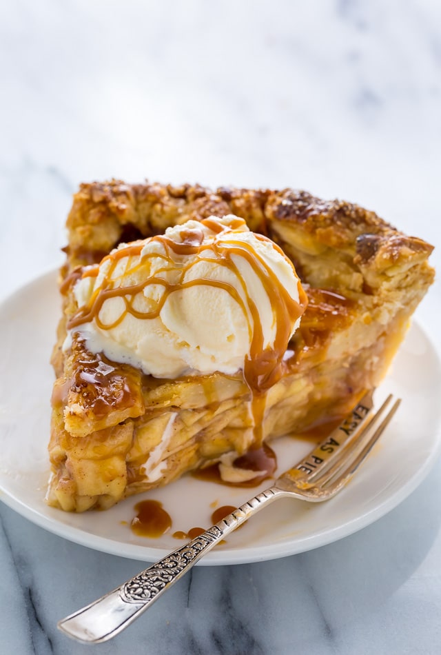 The BEST Salted Caramel Apple Pie! You'll want to make this all Fall. Includes pie crust and salted caramel recipes, too!