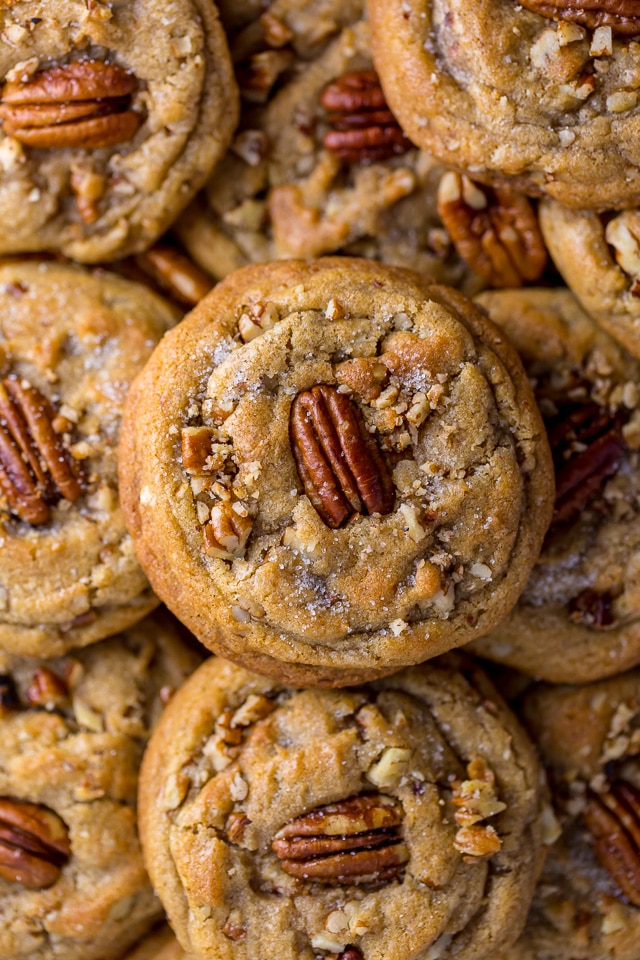 Brown Butter Pecan Cookies are thick, chewy, and crunchy!