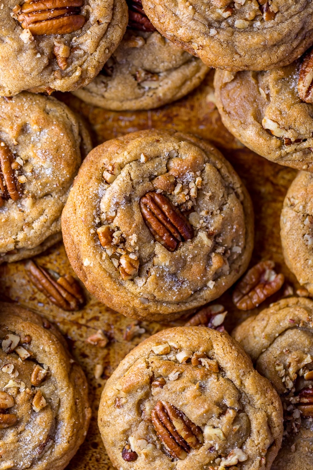 Thick, chewy, and insanely delicious Butter Pecan Cookies! And they're freezer friendly, too!