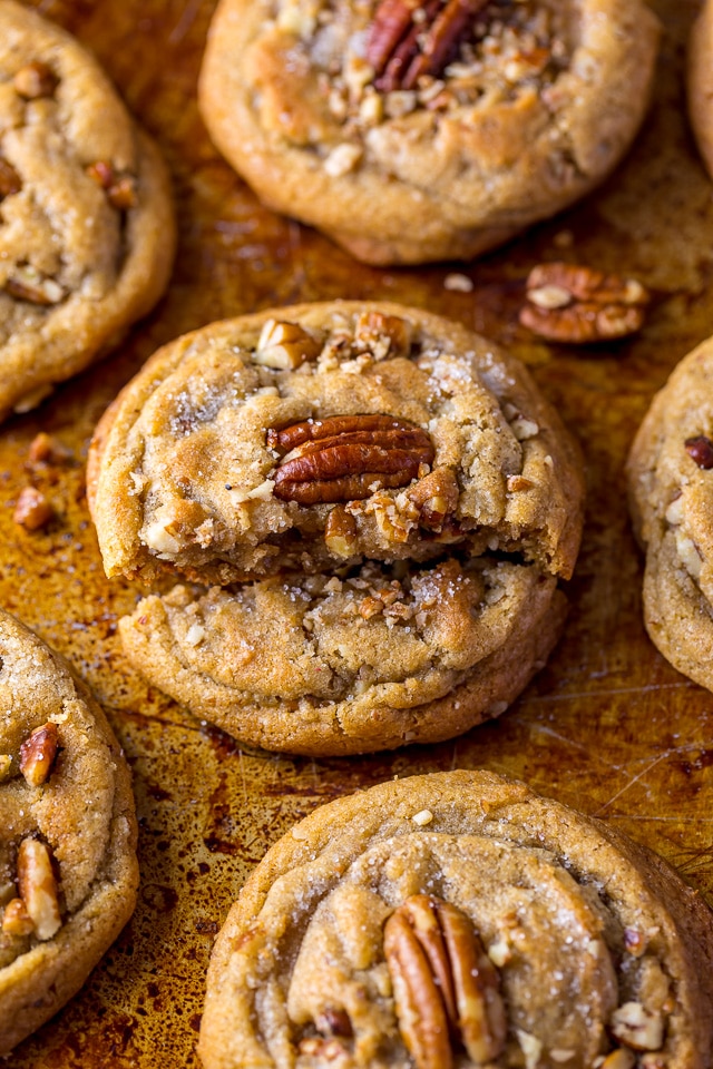 Thick, chewy, and insanely delicious Butter Pecan Cookies! And they're freezer friendly, too!