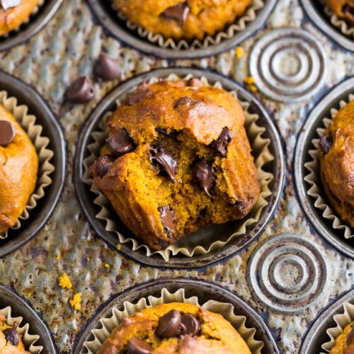 An easy recipe for Pumpkin Chocolate Chip Muffins and bread!