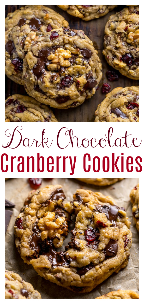 Dark Chocolate Cranberry Walnut Cookies - Baker by Nature