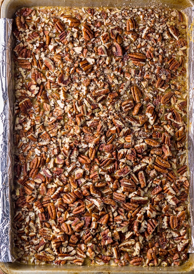 Thick and chewy Pecan Pie Bars! So good with a scoop of ice cream on top.