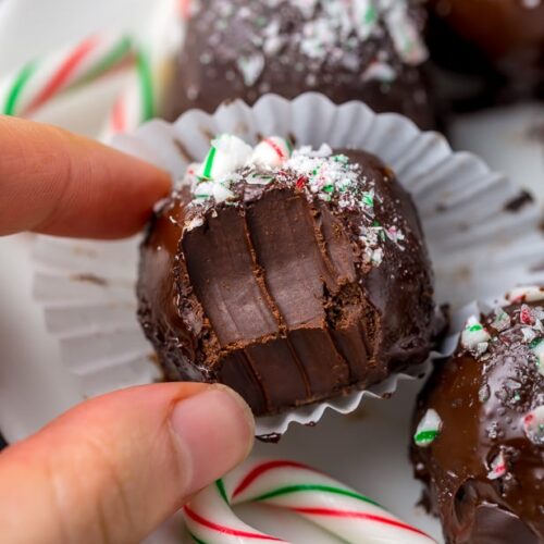 Rich and Creamy Peppermint Chocolate Truffles are made with just 5 simple ingredients! So easy and perfect for homemade holiday gifts!