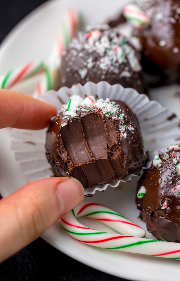 Rich and Creamy Peppermint Chocolate Truffles are made with just 5 simple ingredients! So easy and perfect for homemade holiday gifts!