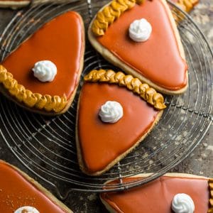 These Pumpkin Spice Cut-Out Cookies are dressed up to look like little slices of pumpkin pie! Does it get any cuter than this?
