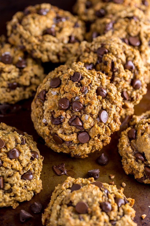 Thick and chewy Vegan Oatmeal Chocolate Chip Cookies!