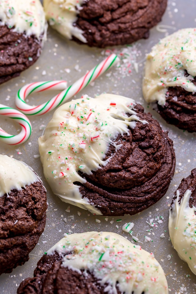 Thick and chewy Peppermint Mocha Cookies are the ultimate Christmas eve treat! Because who doesn't need an extra caffeine boost, right?!