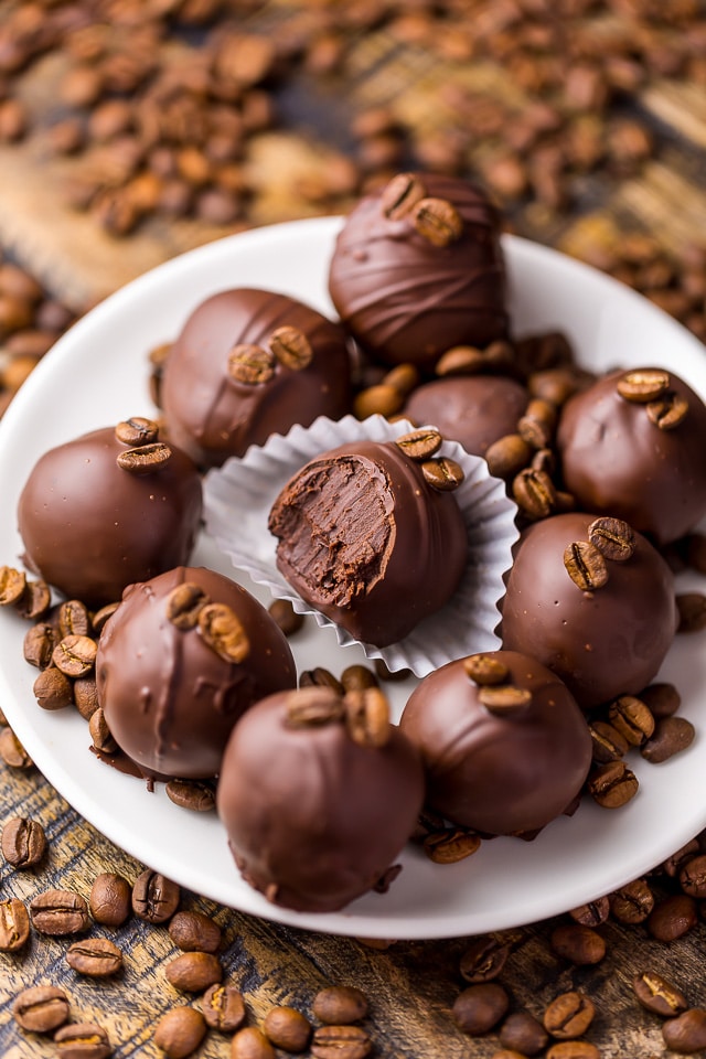 5-Ingredient Espresso Chocolate Truffles on a plate. 