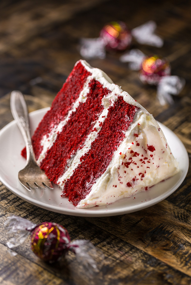 Moist and flavorful, this White Chocolate Red Velvet Truffle Cake is equally beautiful and delicious!