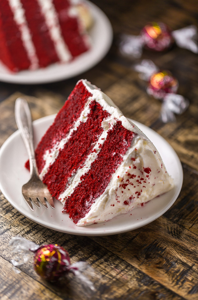 Moist and flavorful, this White Chocolate Red Velvet Truffle Cake is equally beautiful and delicious!