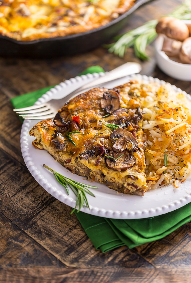 Mushroom, Bacon, and Swiss Frittata