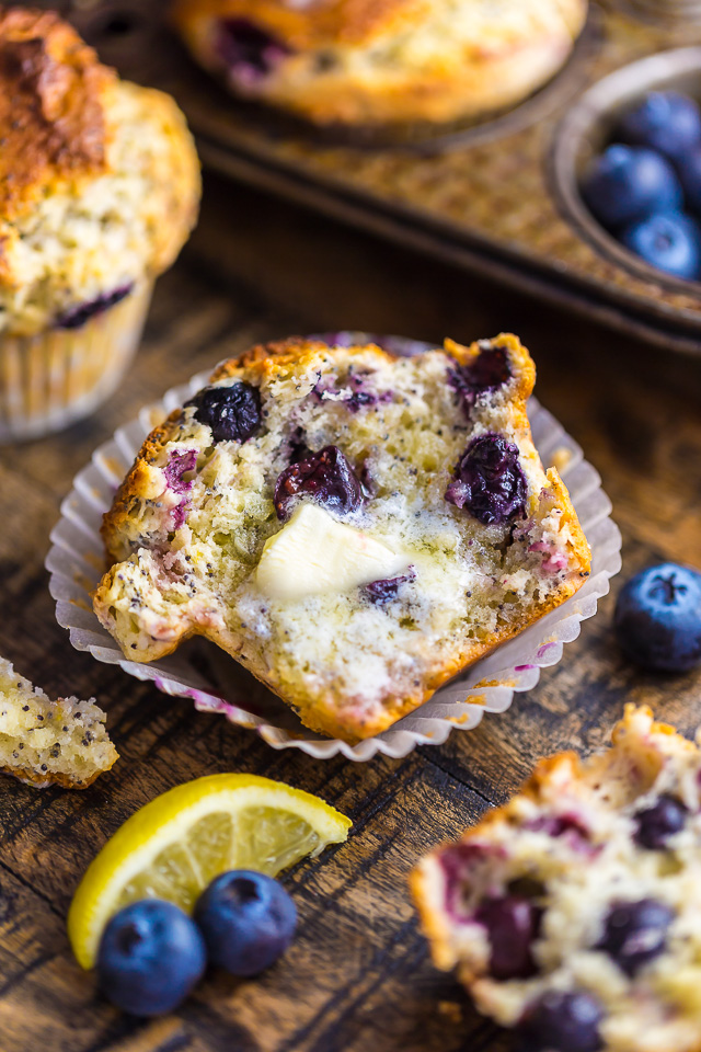 These BIG bakery-style Blueberry Lemon Poppy Seed Muffins are so darn good! Especially with a cup of coffee.