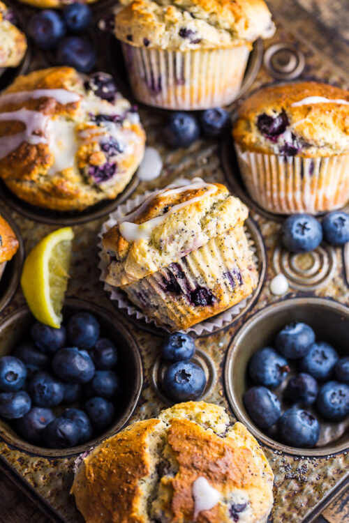 These BIG bakery-style Blueberry Lemon Poppy Seed Muffins are so darn good! Especially with a cup of coffee.