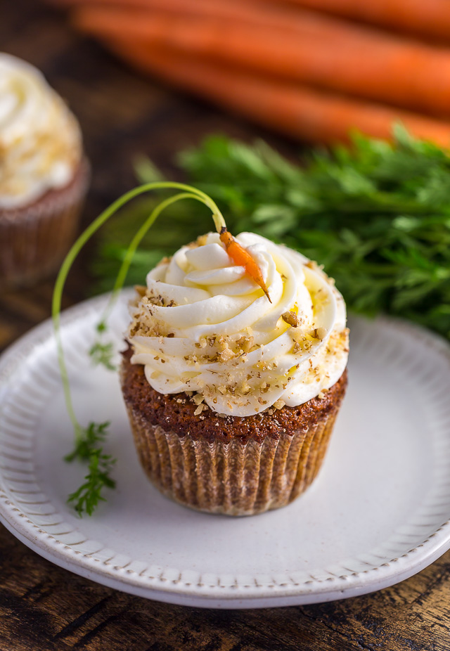 Moist, fluffy, and insanely flavorful, these Chai Spiced Carrot Cake Cupcakes are so perfect for Spring celebrations!