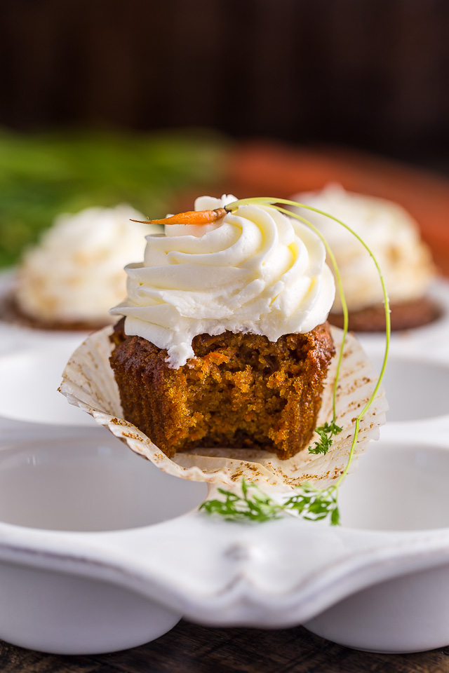 Moist, fluffy, and insanely flavorful, these Chai Spiced Carrot Cake Cupcakes are so perfect for Spring celebrations!