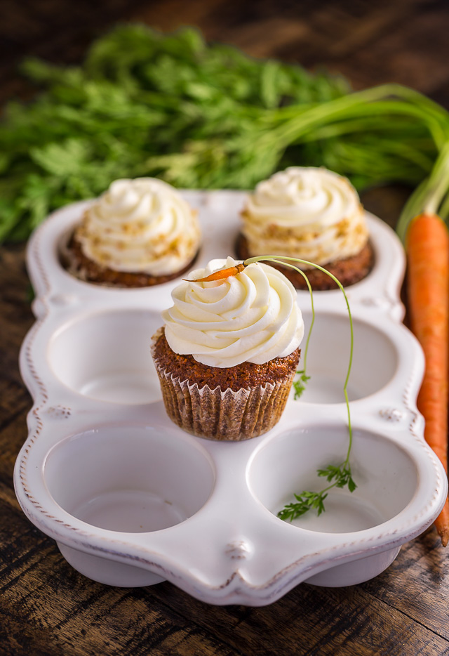 Moist, fluffy, and insanely flavorful, these Chai Spiced Carrot Cake Cupcakes are so perfect for Spring celebrations!