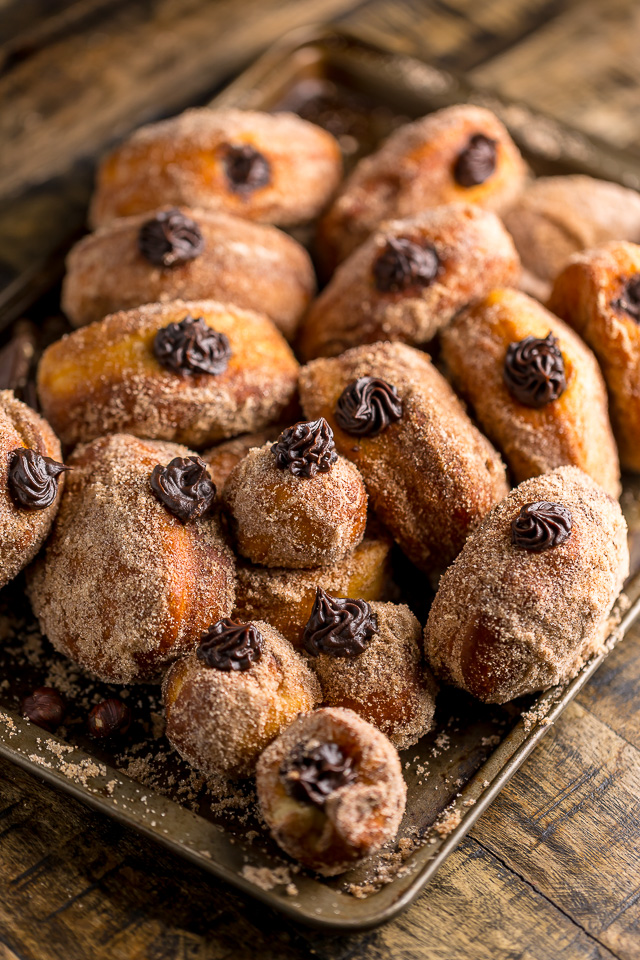 Holy YUM these Chocolate Hazelnut Cream Doughnuts are amazing!