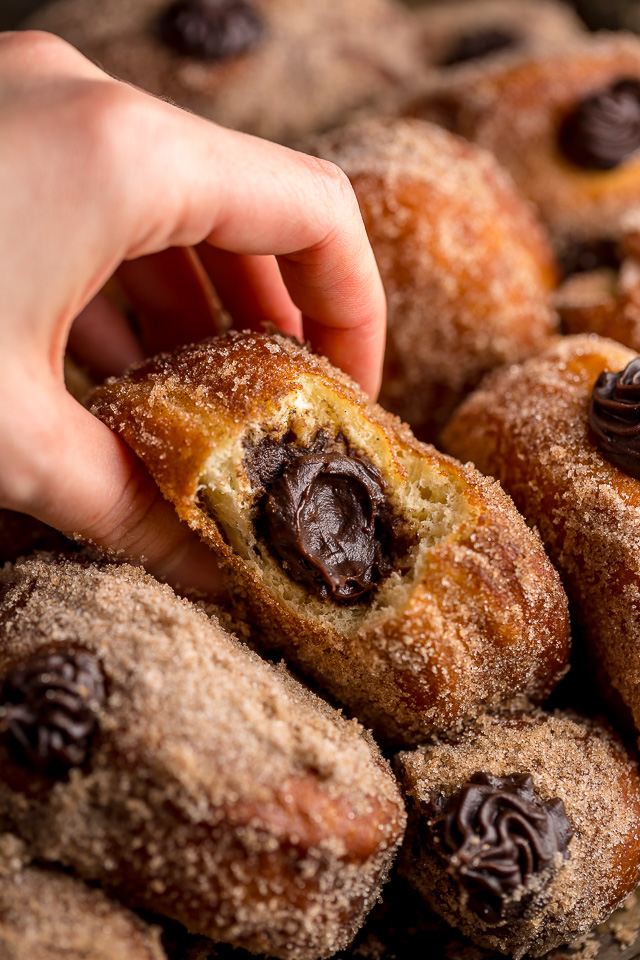 Holy YUM these Chocolate Hazelnut Cream Doughnuts are amazing!