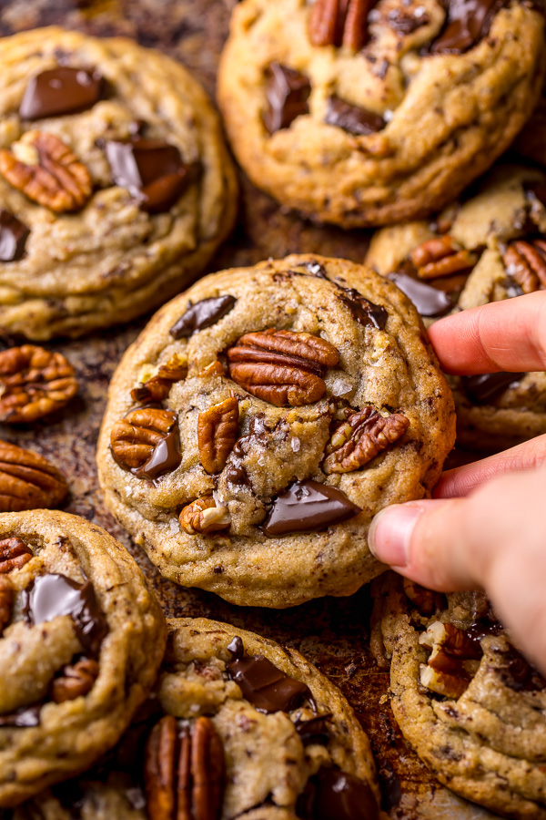 Brown Butter Bourbon Pecan Chocolate Chunk Cookies | Recipe Cart