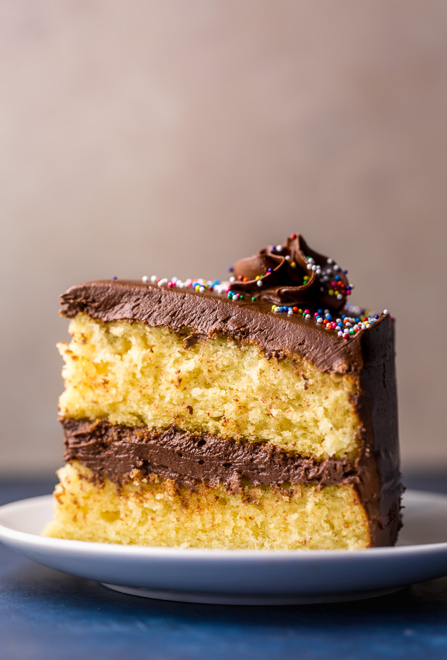 Classic Yellow Cake with Creamy Chocolate Frosting | Baker By Nature ...