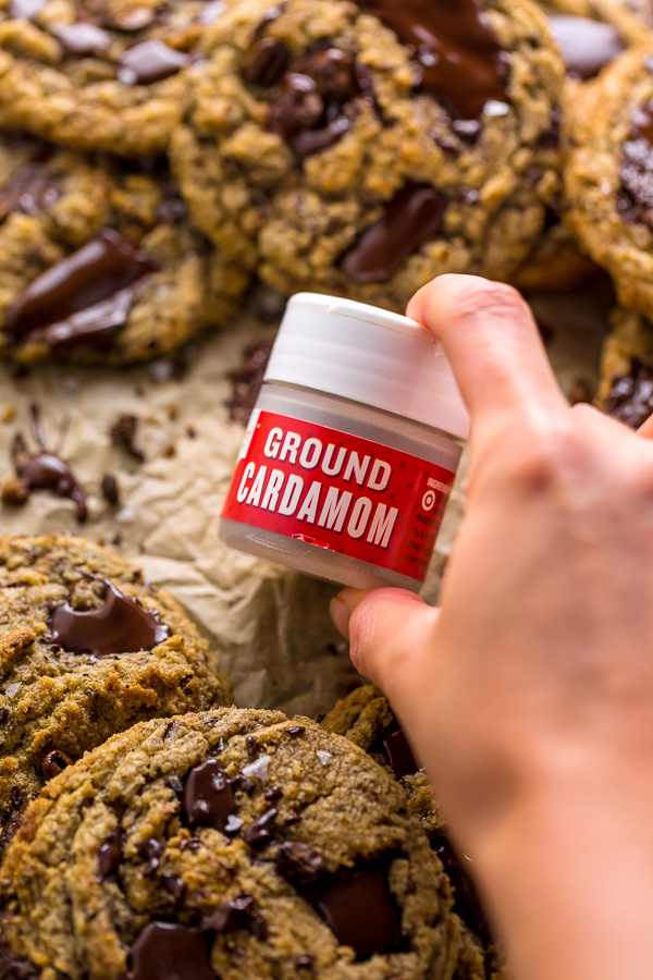 These Coffee Cardamom Chocolate Chunk Cookies are thick, chewy, and so flavorful! The best part is they're freezer friendly!!!