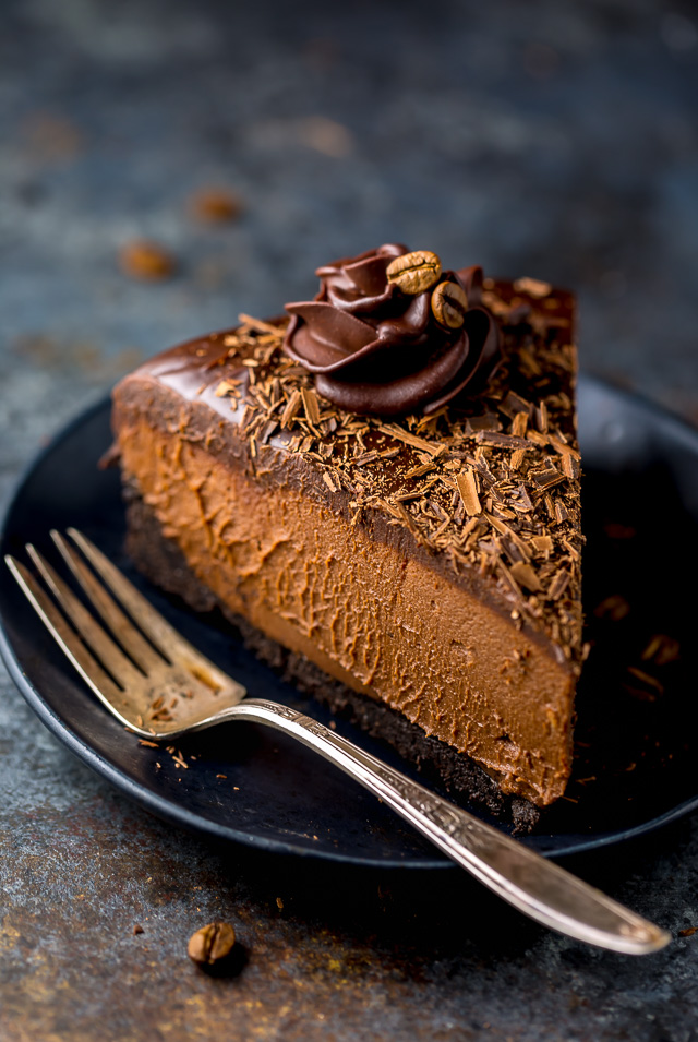 No-Bake Espresso Chocolate Cheesecake - Baker by Nature