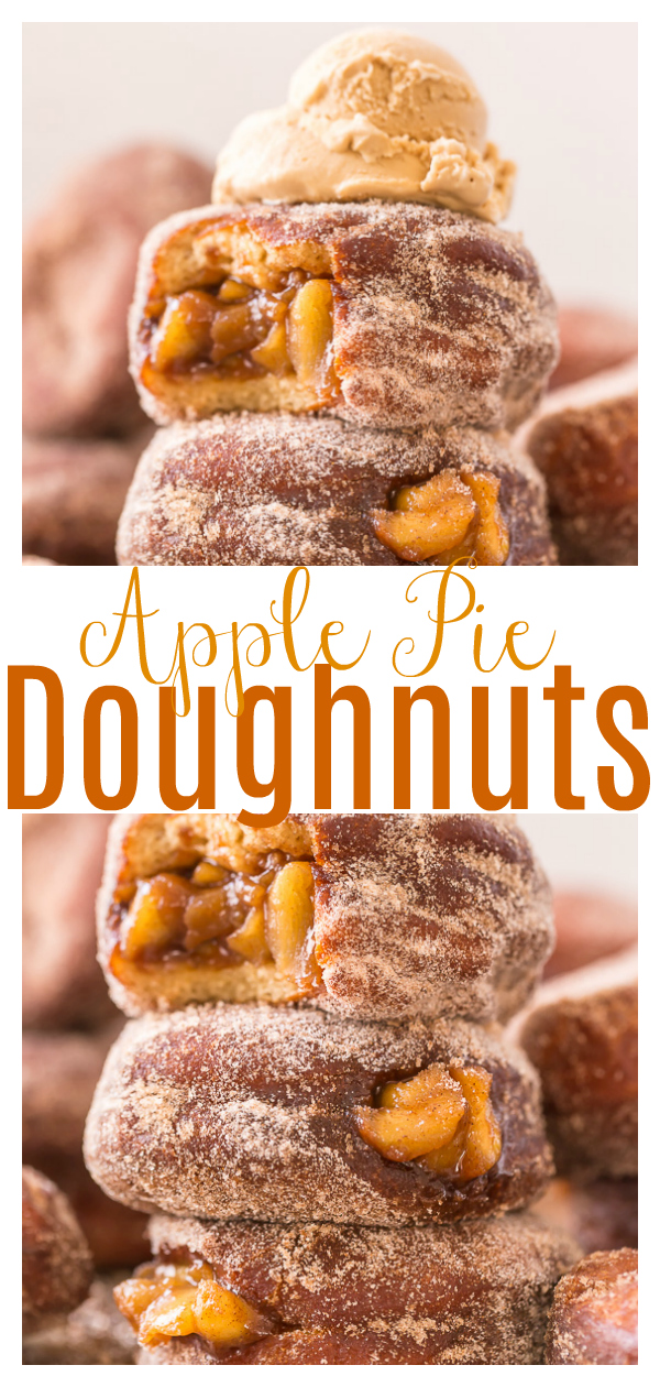 Fluffy Apple Pie Doughnuts are the ULTIMATE Fall treat! And so darn good with a cup of coffee.