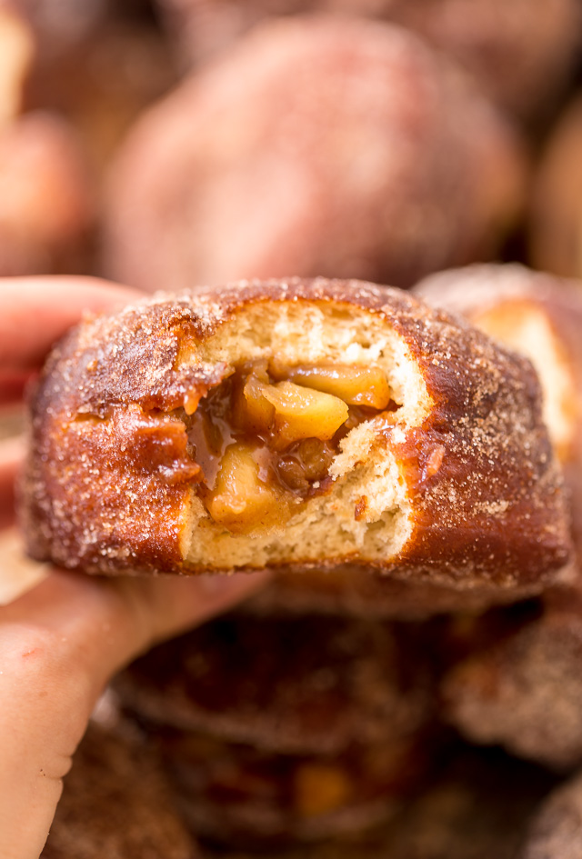 Fluffy Apple Pie Doughnuts are the ULTIMATE Fall treat! And so darn good with a cup of coffee.