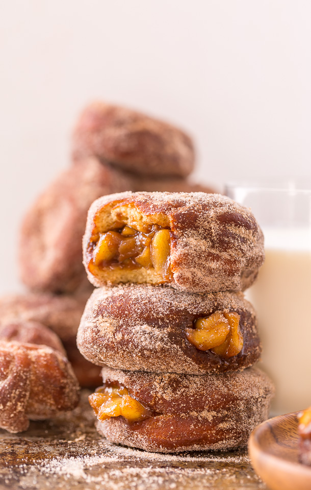 Fluffy Apple Pie Doughnuts are the ULTIMATE Fall treat! And so darn good with a cup of coffee.